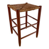 Tabouret géométrique paille vintage