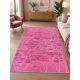 Handknotted Moroccan Design Pink Tulu Rug. 100% Wool. Modern Turkish Carpet