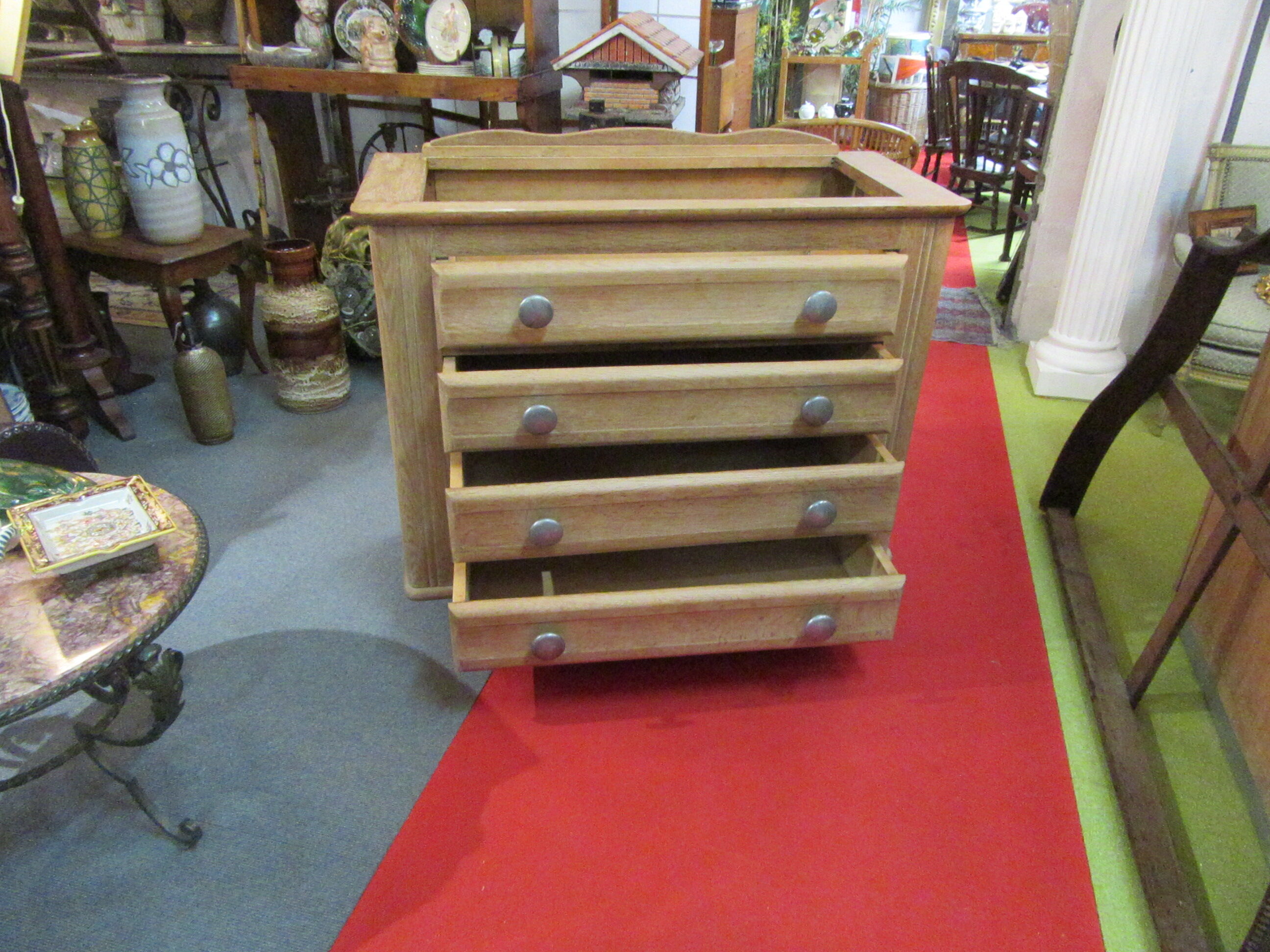 Oak chest of drawers with marble top, 1940-1950