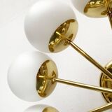 German brass ceiling lamp in mid-century modern space style by Kaiser Leuchten, 1960s.