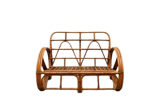 "Bretzel" vintage rattan bench – 1960s-1970s