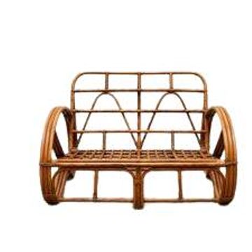 "Bretzel" vintage rattan bench – 1960s-1970s