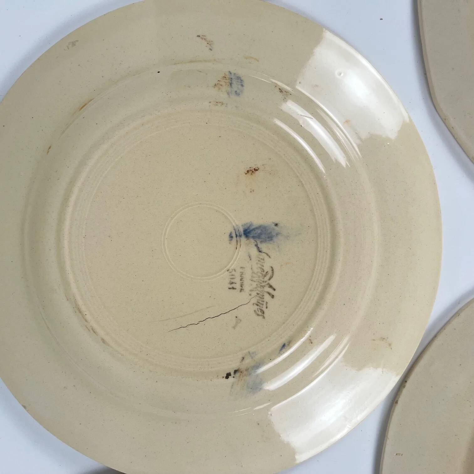 Set of 5 flat plates Sarreguemines floral pattern, 1920-40