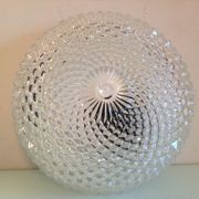 Round glass ceiling lamp diamond tips, vintage 60/70s