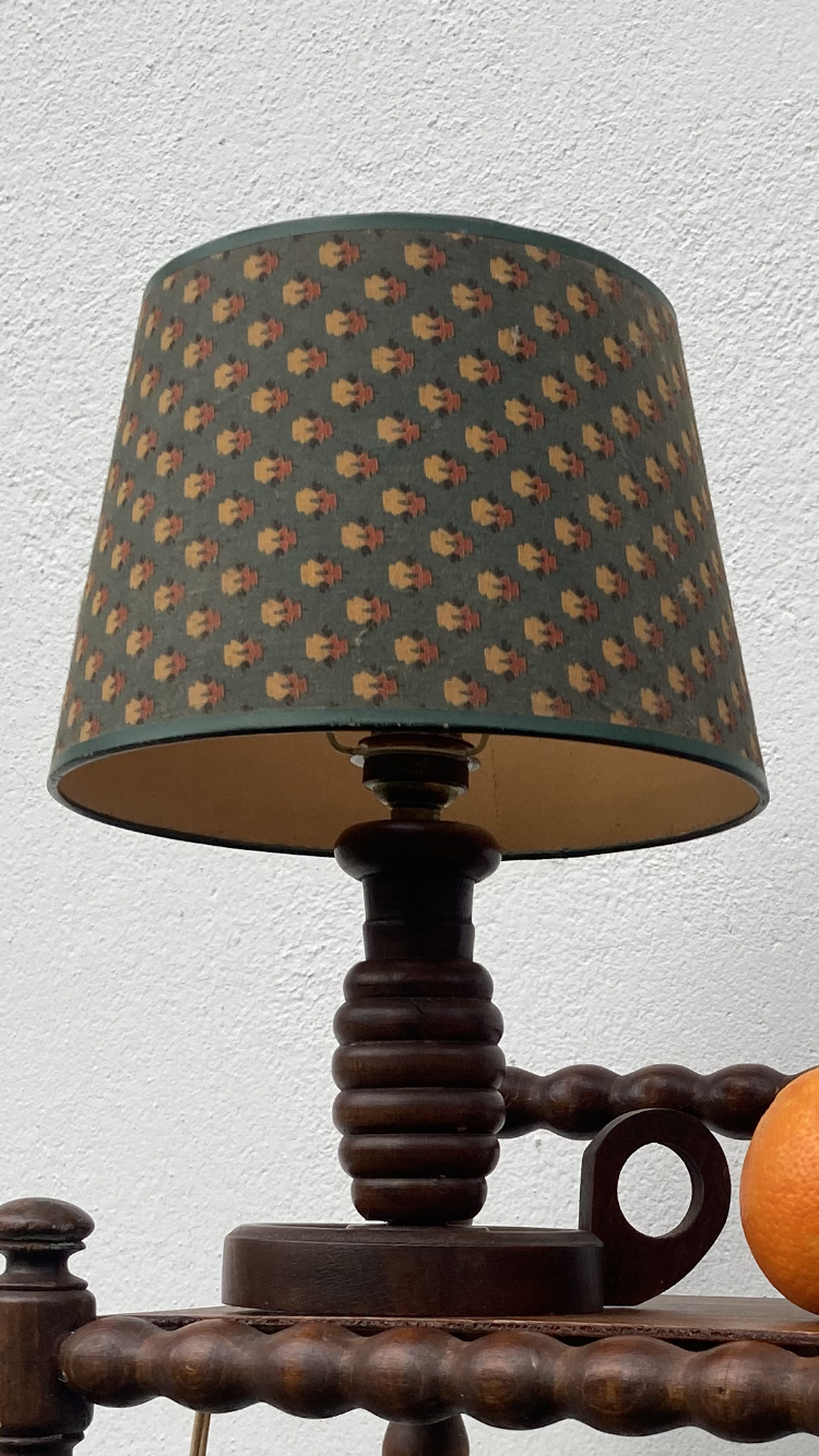 Old turned wooden bedside lamp 1940