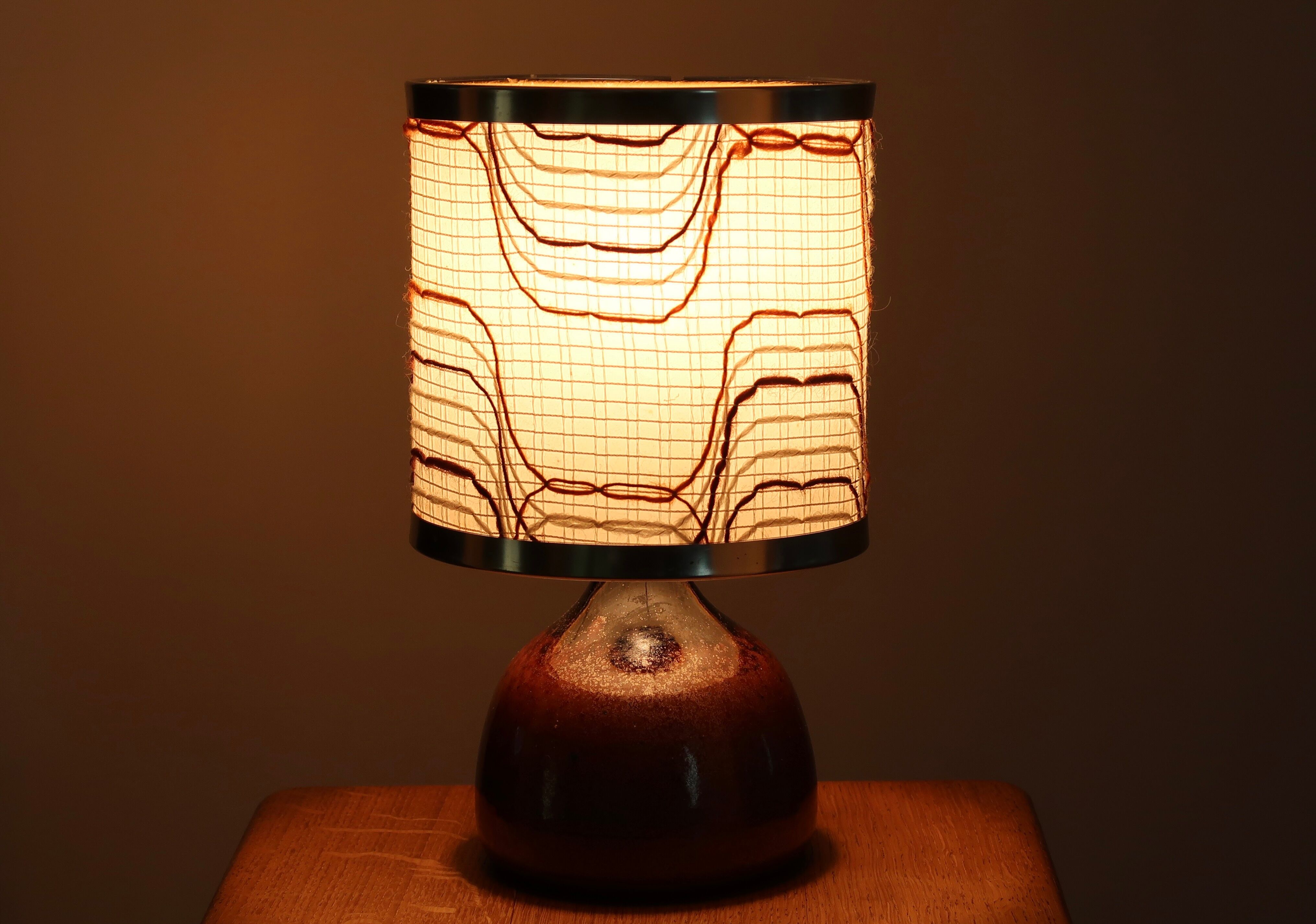 Pink brown ceramic lamp, 70s