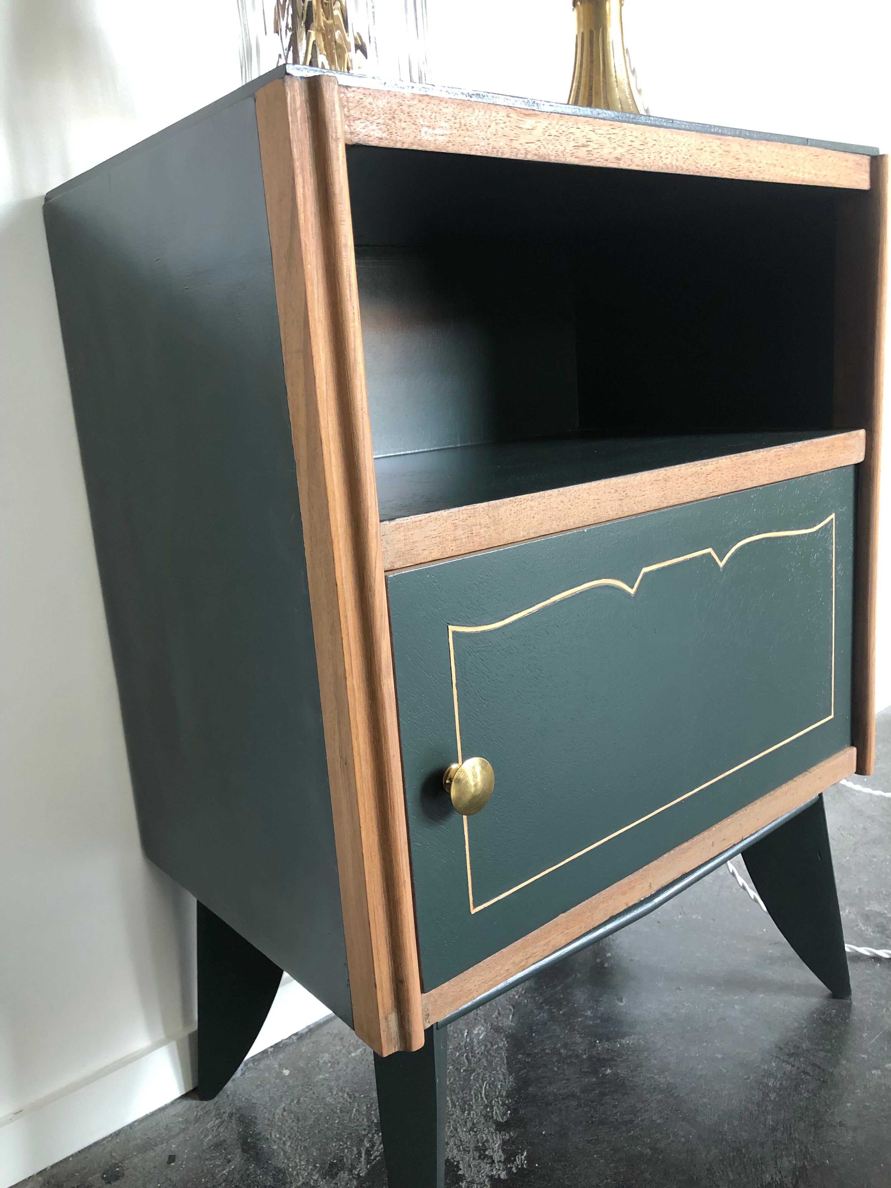 Bedside art deco obsidian green