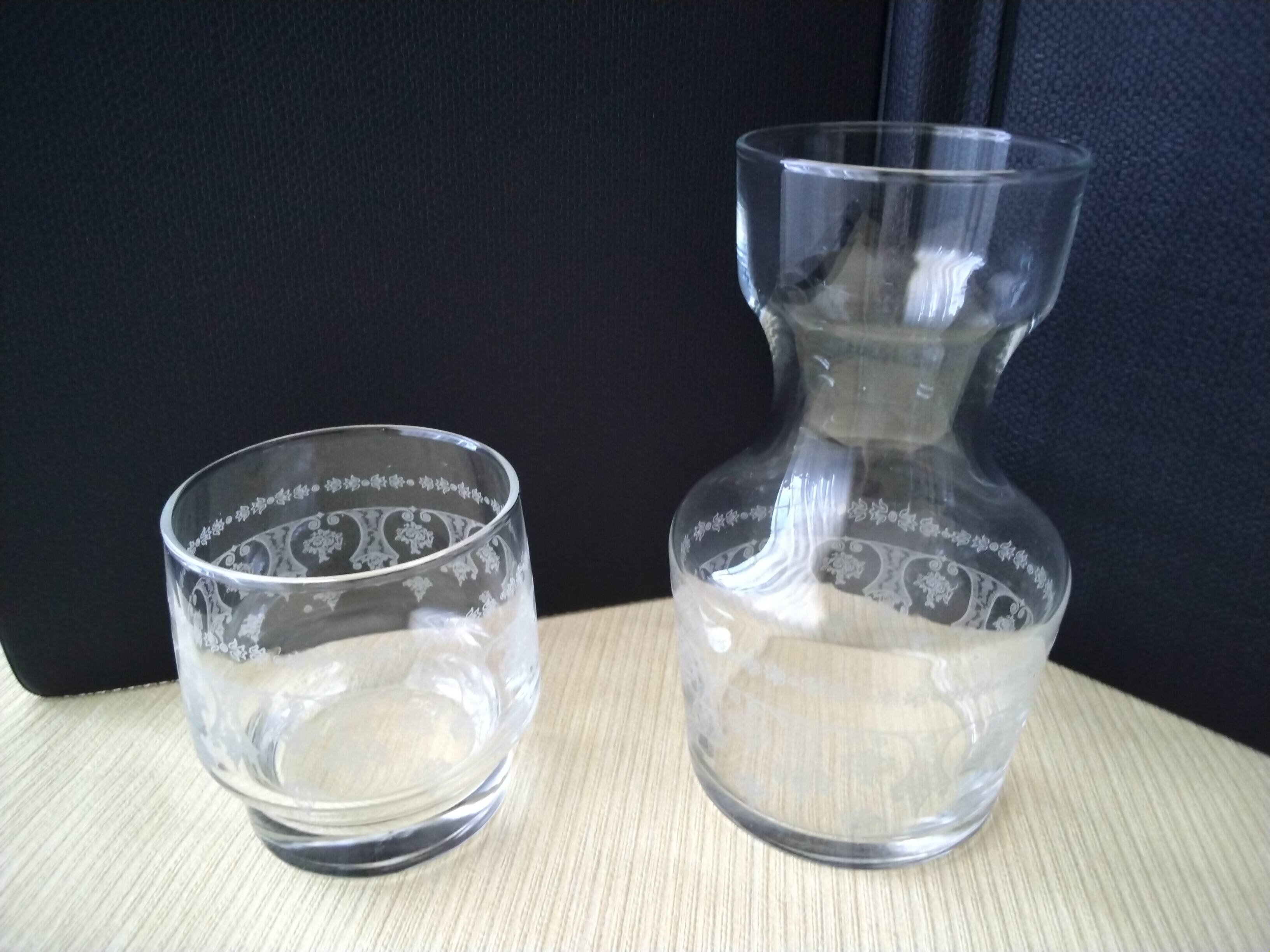 Glass night server with screen-printed decor