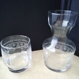 Glass night server with screen-printed decor