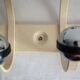 Wall-mounted coat rack with 10 vintage metal and chrome balls
