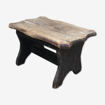 Tabouret marche pieds en bois ancien