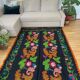 Vintage carpet in Romanian wool floral design and brown leaves 263x146cm