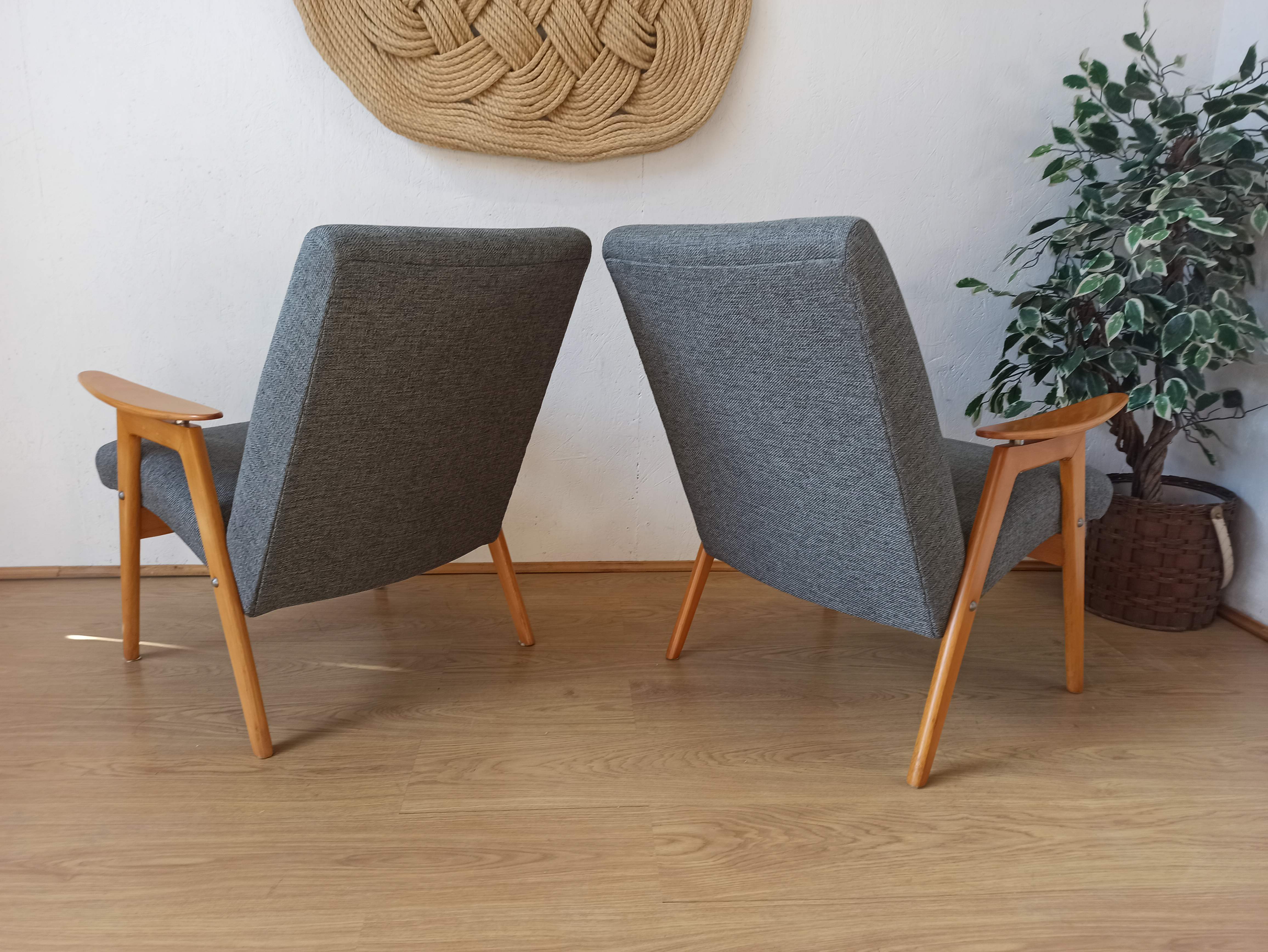 2 designer armchairs by j. šmidek, 1970s.