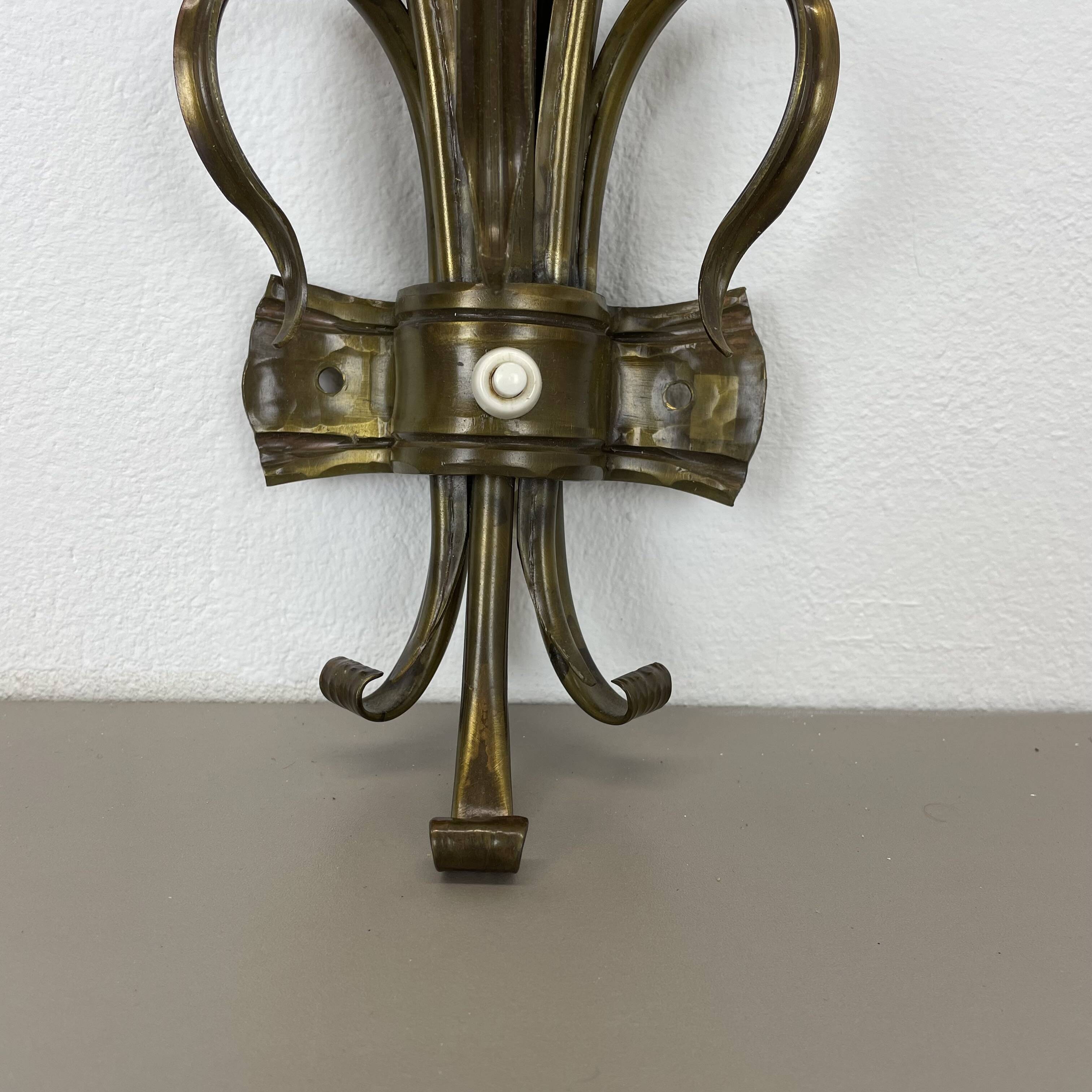 Sculptural 44cm brass  "flower" theatre wall light, italy, 1970s