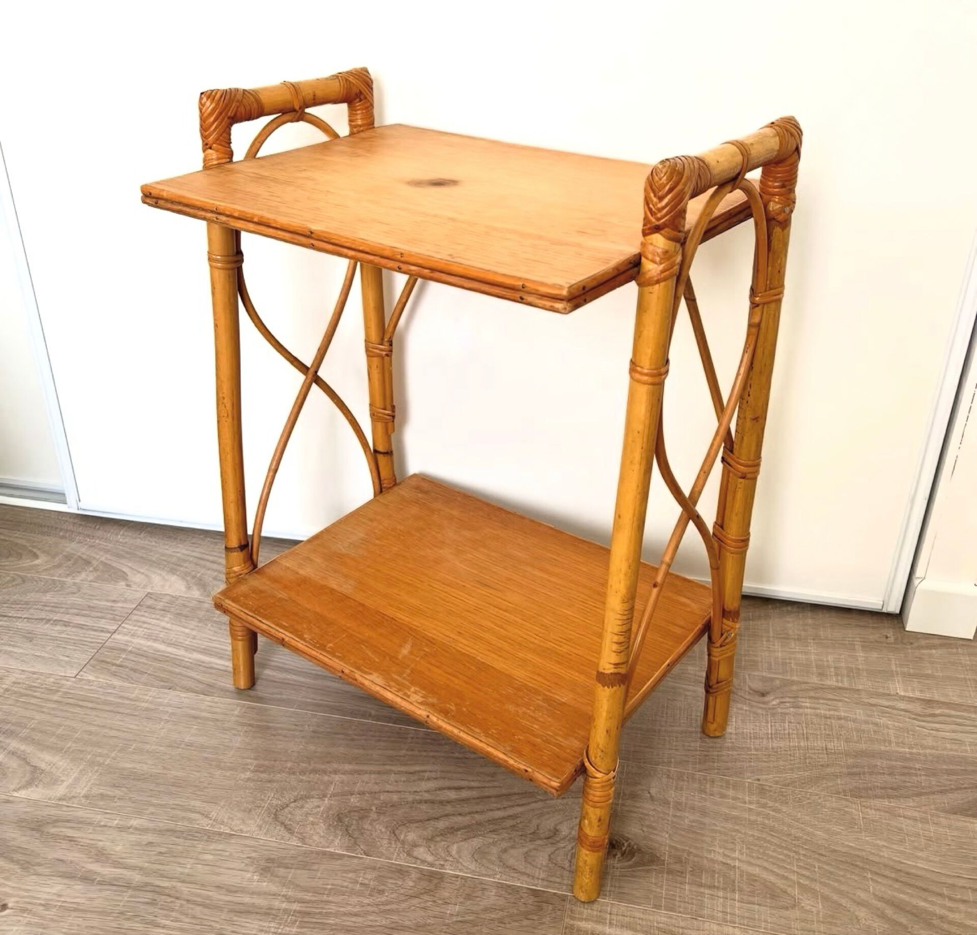 Vintage rattan bedside table
