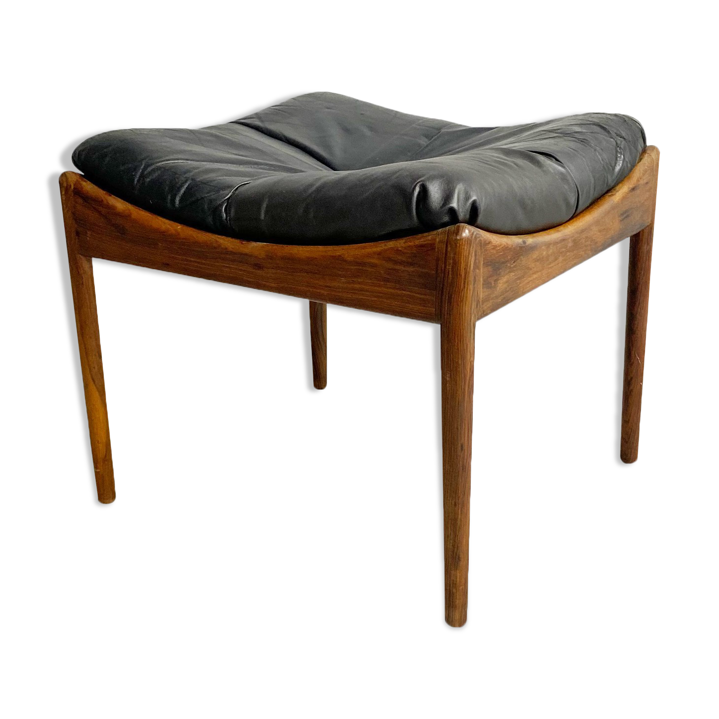 Danish Leather and Rosewood 'Modus' Ottoman by Kristian Vedel, c.1960