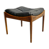 Pouf danois en cuir et palissandre 'Modus' par Kristian Vedel, vers 1960
