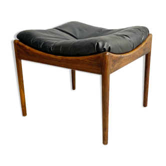 Danish Leather and Rosewood 'Modus' Ottoman by Kristian Vedel, c.1960