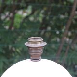 Vintage powder pink ceramic lamp with coral shade