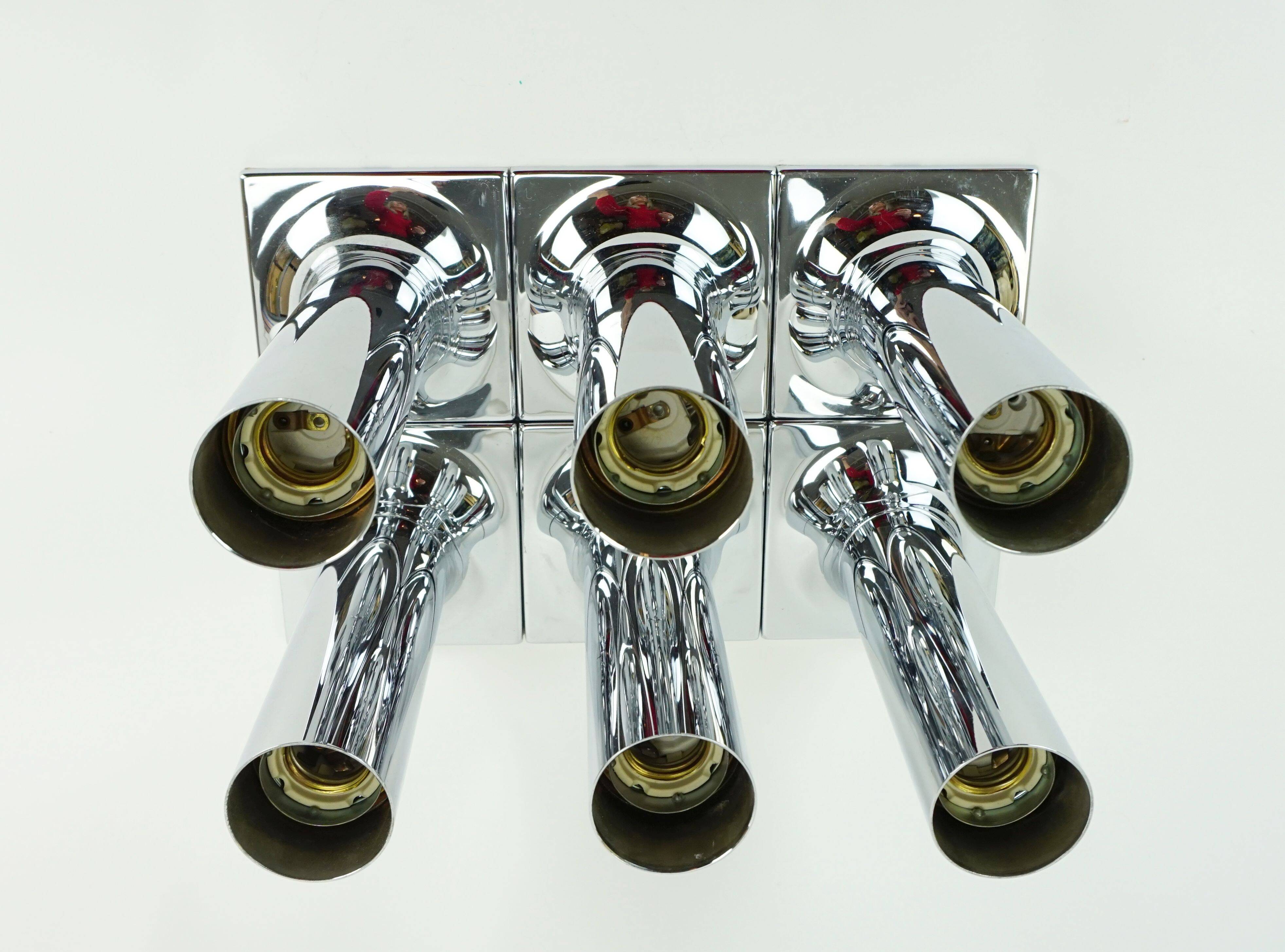 Staff chrome plated ceiling light a248 design rolf krüger 1960s 6 available