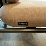 Deadgood Working Lounge Chair, in pale pink fabric with metal base