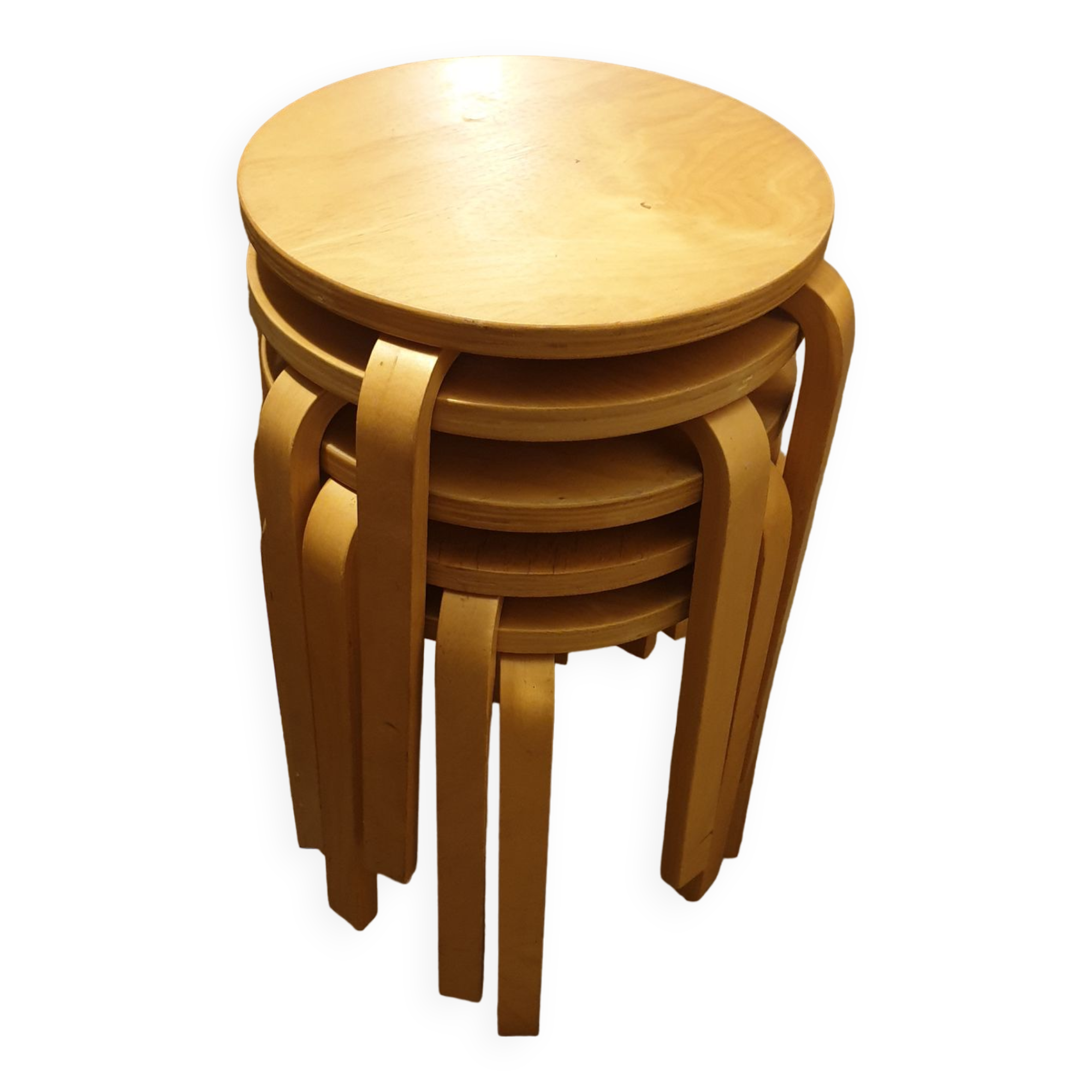 Set of 5 stools pilable beech wood and multiplies /80