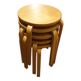 Set of 5 stools pilable beech wood and multiplies /80