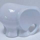 Two iridescent black and white ceramic elephants design