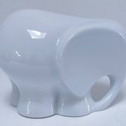 Two iridescent black and white ceramic elephants design