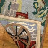 Old American Carpet Hooked handmade 58cm x 90cm 1930s