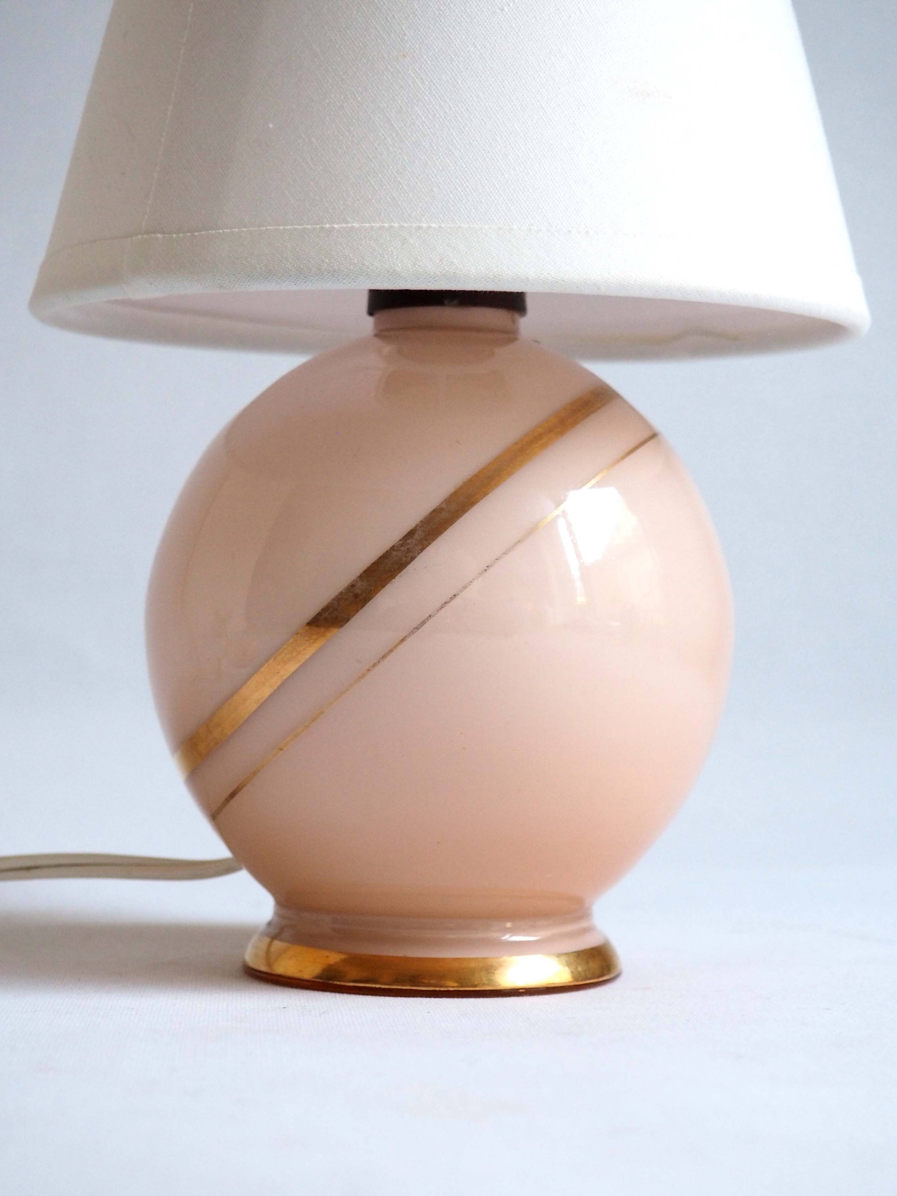 Small pink glass lamp
