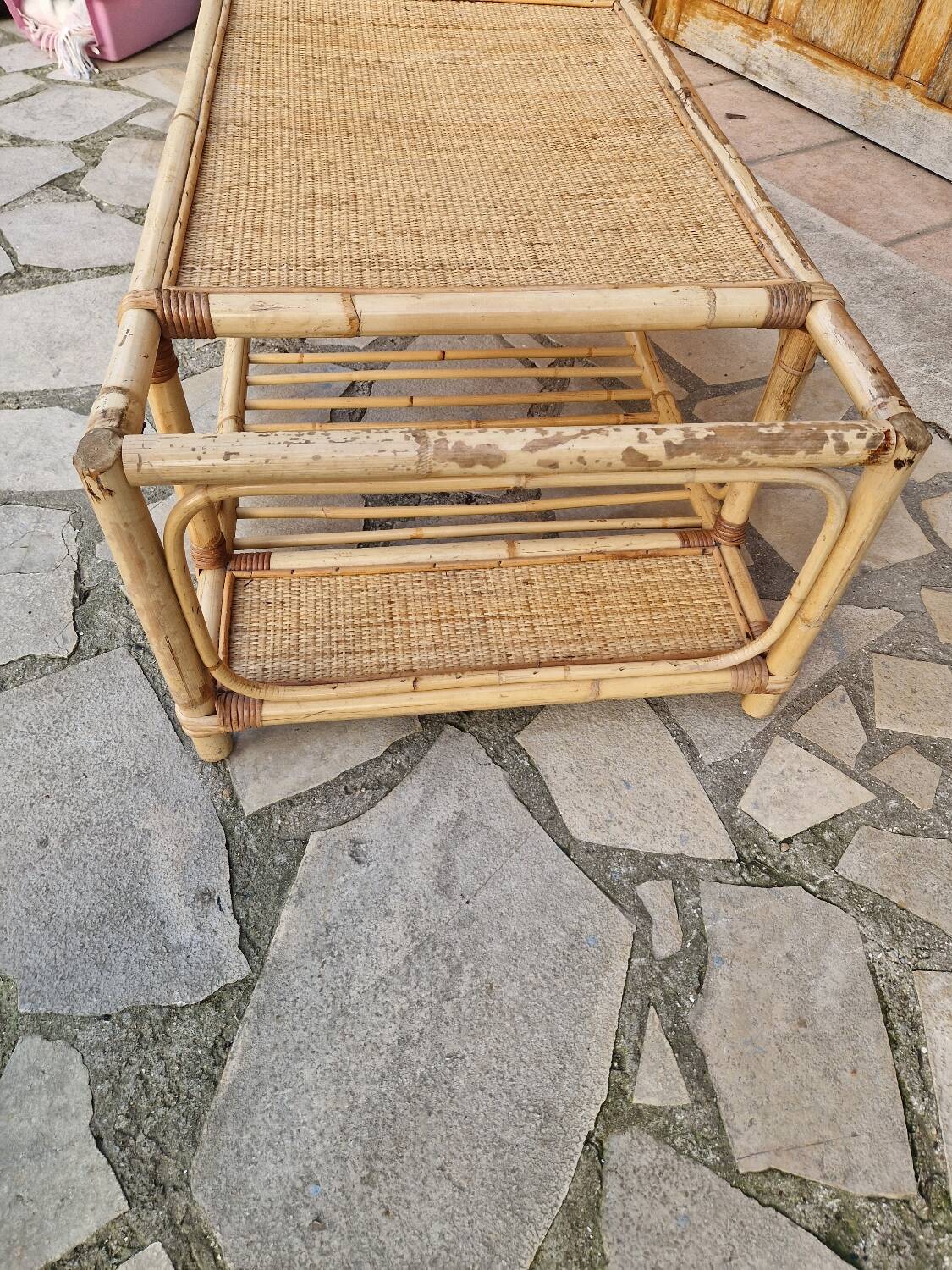 Vintage rattan coffee table
