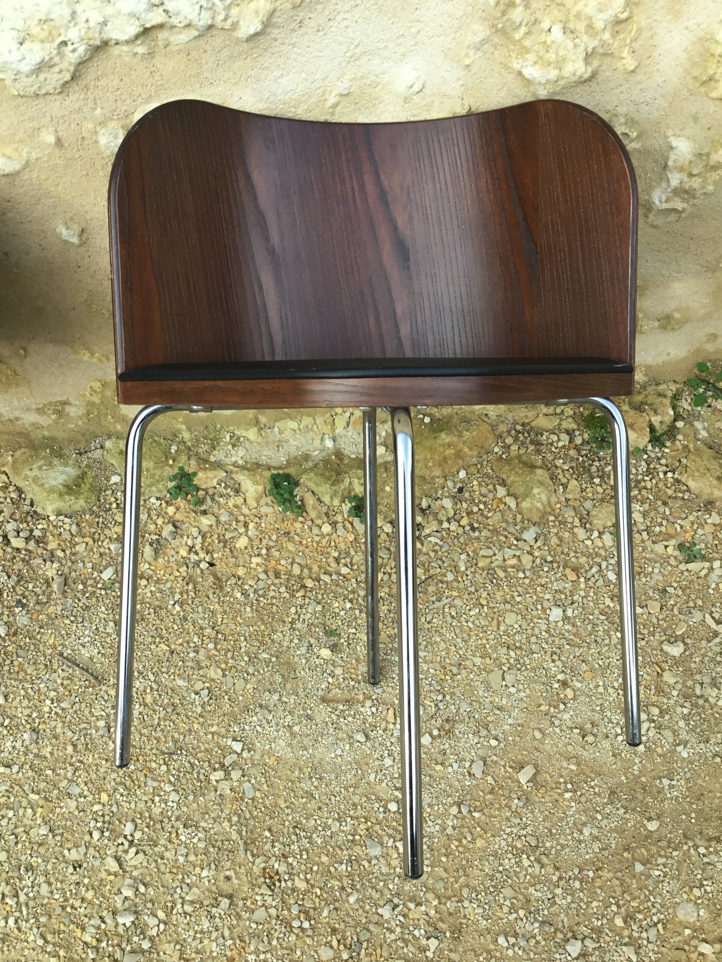 Ikea table late 20th century fusion model in dark wood and chrome legs