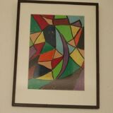 Swedish Mixed Media/Oil Pastel on Panel –“Ritad 66” by Ann Wazzgren