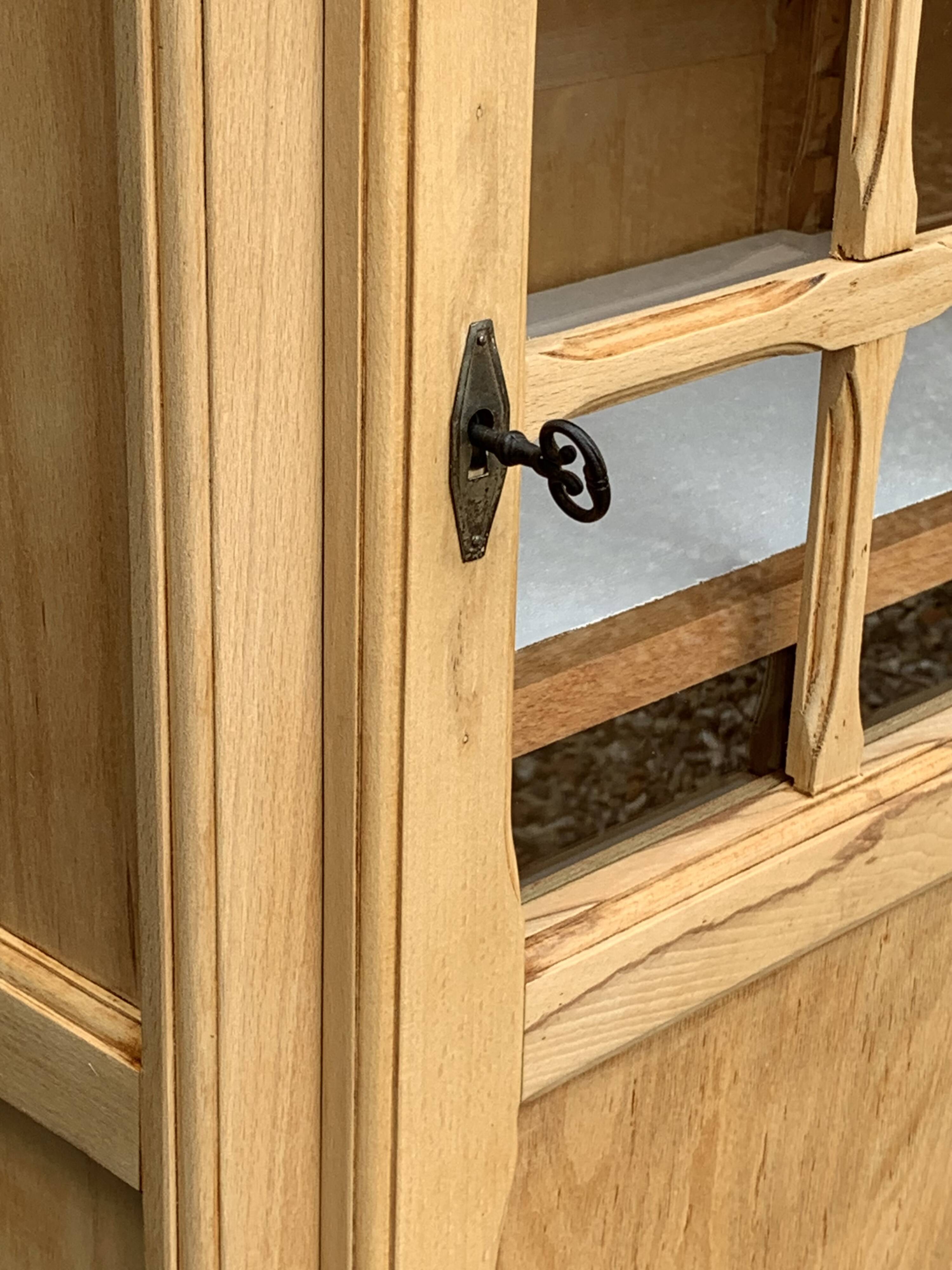 Parisian glass cabinet, raw wood, 1960s