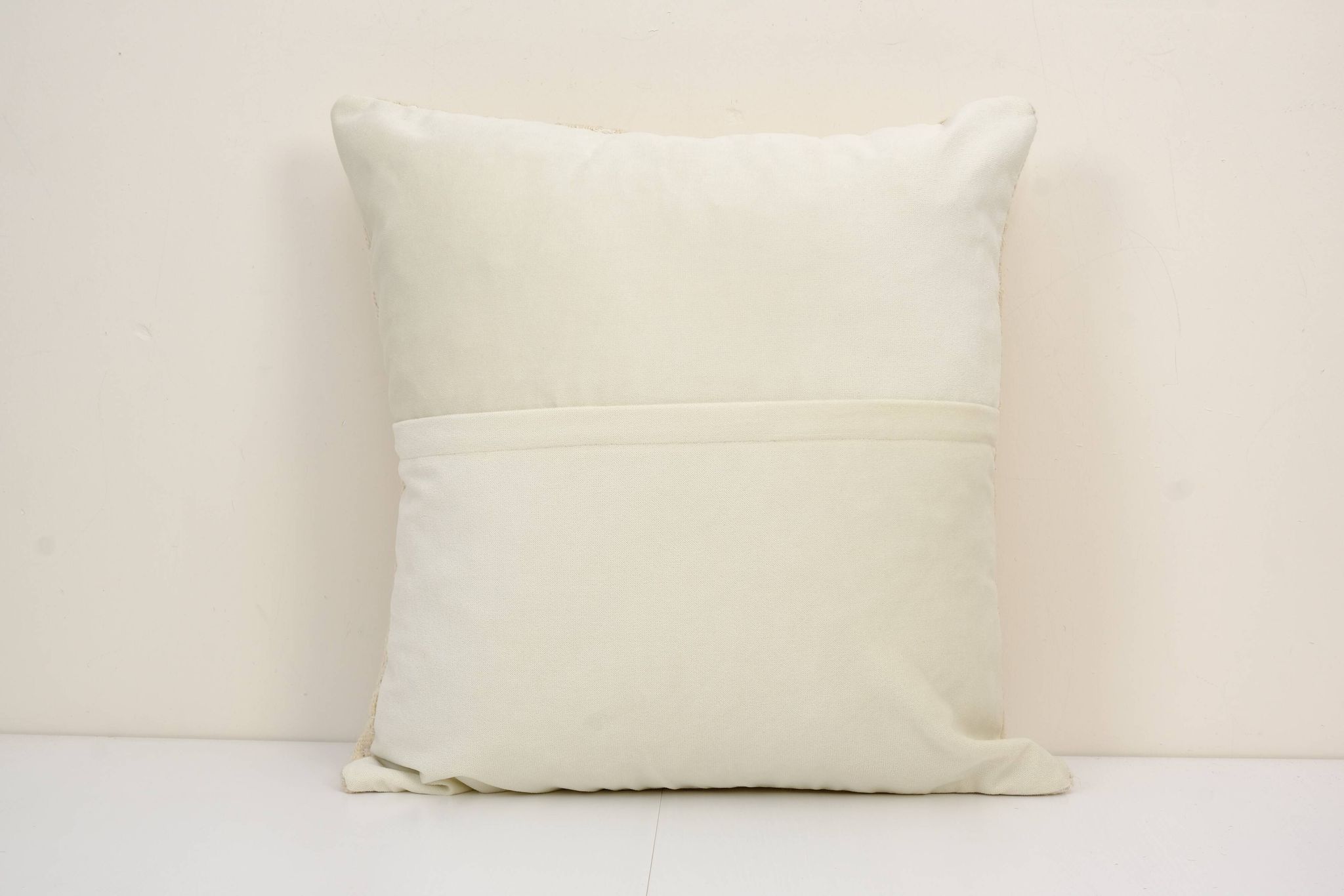 Square white kilim pillow with floral motif, handmade tribal vintage kilim pillow, boho throw pillow