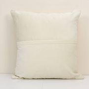 Square white kilim pillow with floral motif, handmade tribal vintage kilim pillow, boho throw pillow