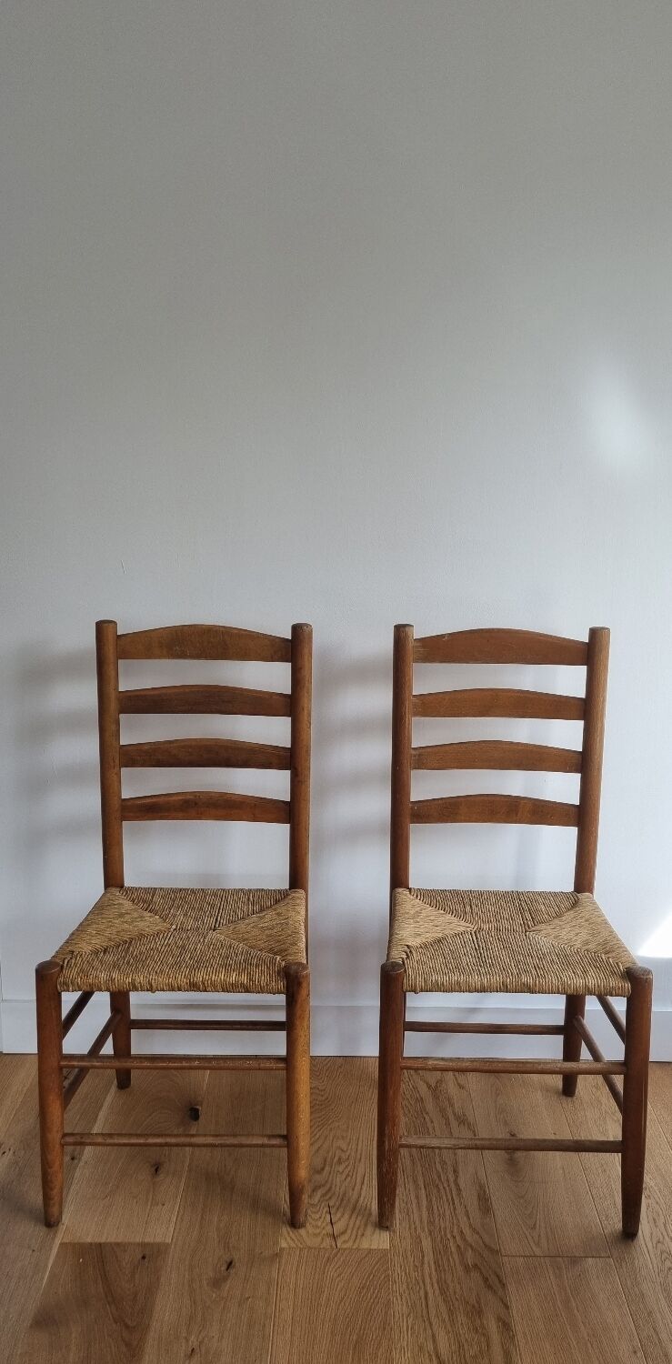 pair of vintage straw chairs