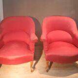 Paire de  fauteuil crapaud rouge