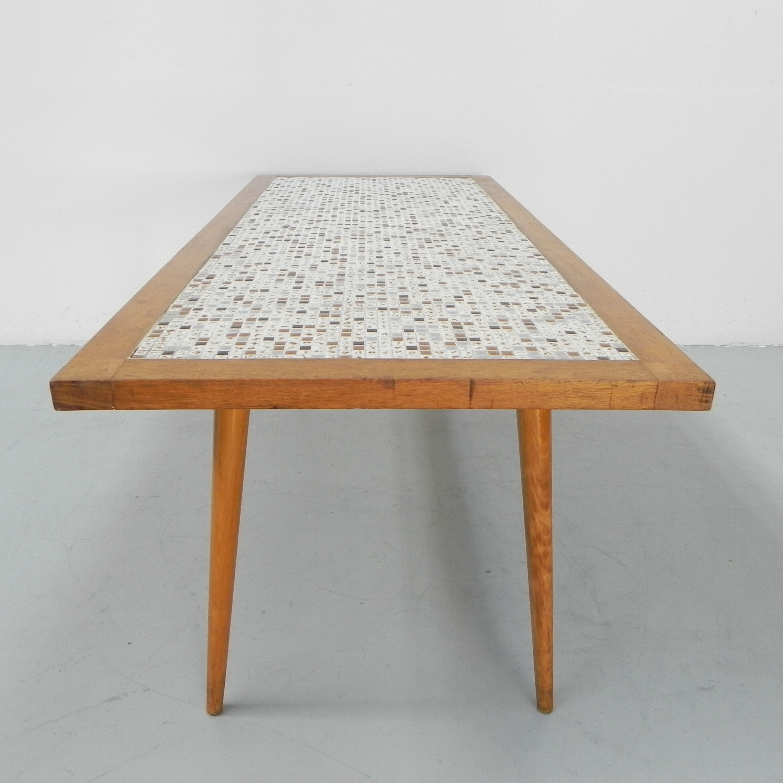 Vintage coffee table with mini tiles, tile table