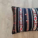 Handmade black berber moroccan kilim cushion 35 x 50 cm