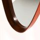 Mid-century Italian oval mirror in curved teak, rope and leather, 1960s
