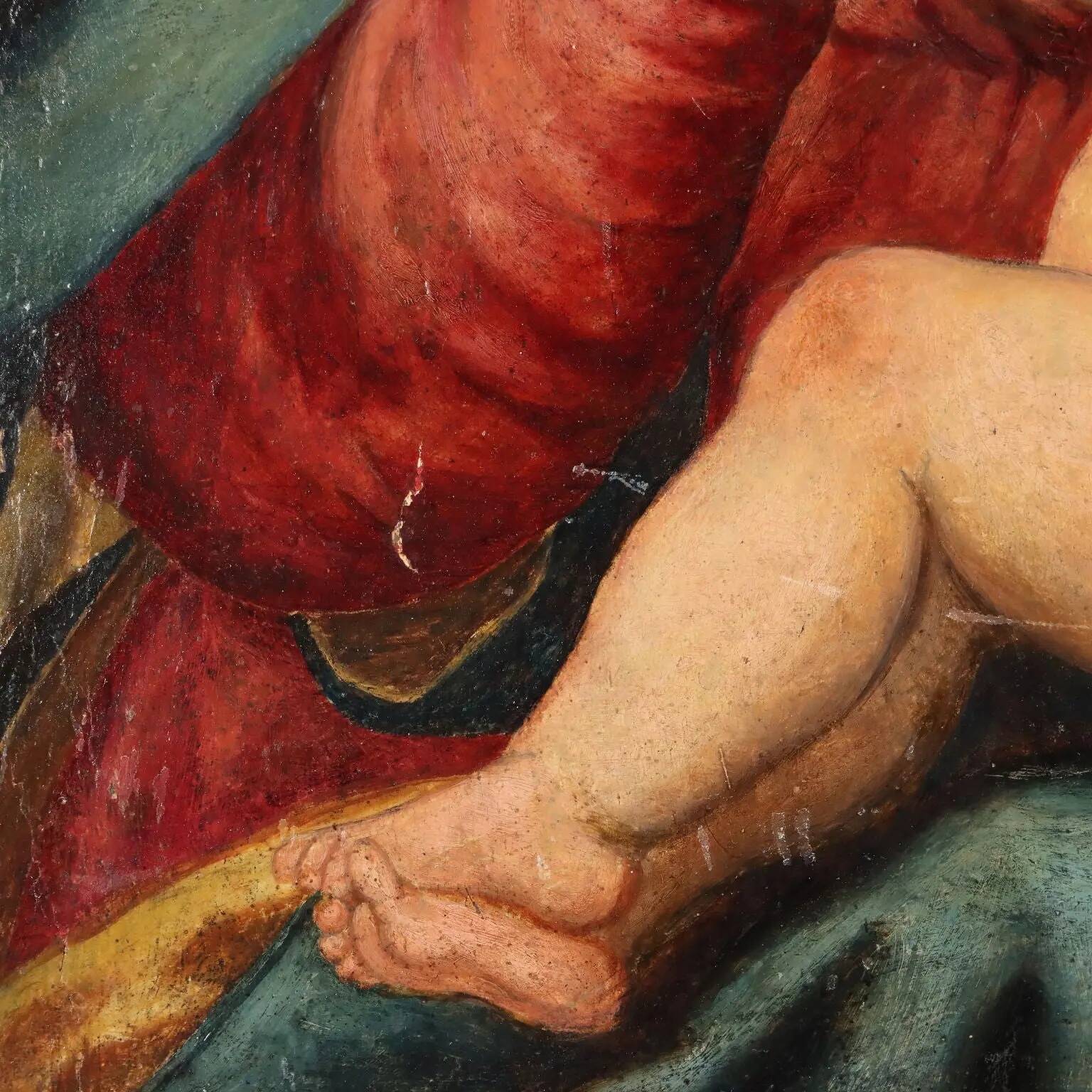 Ancient painting of the Virgin Mary with the Child Jesus, 16th century.