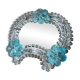 Small blue and white glass table or wall mirror from Murano, 1960s, Italy.