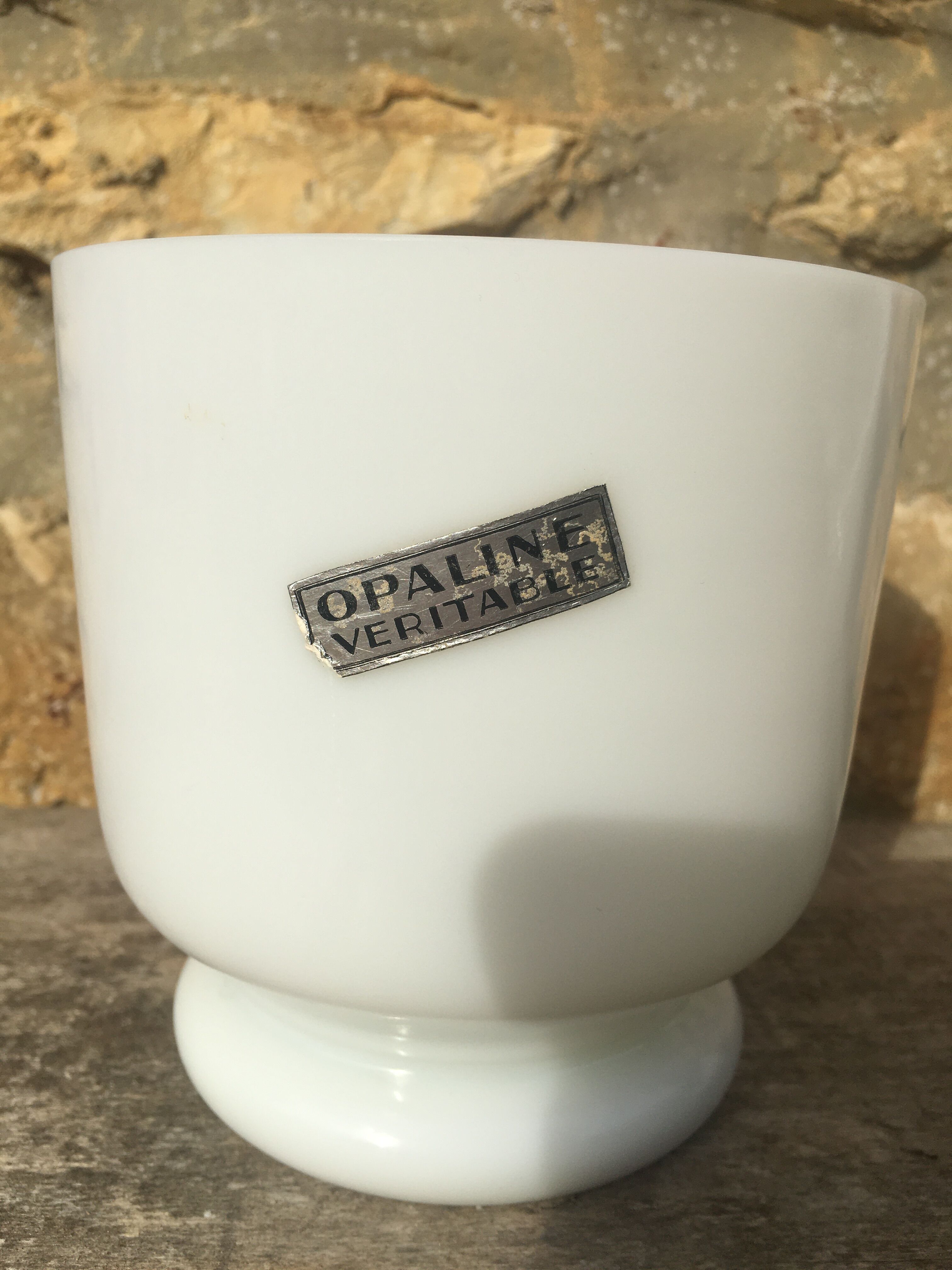 White opaline pot