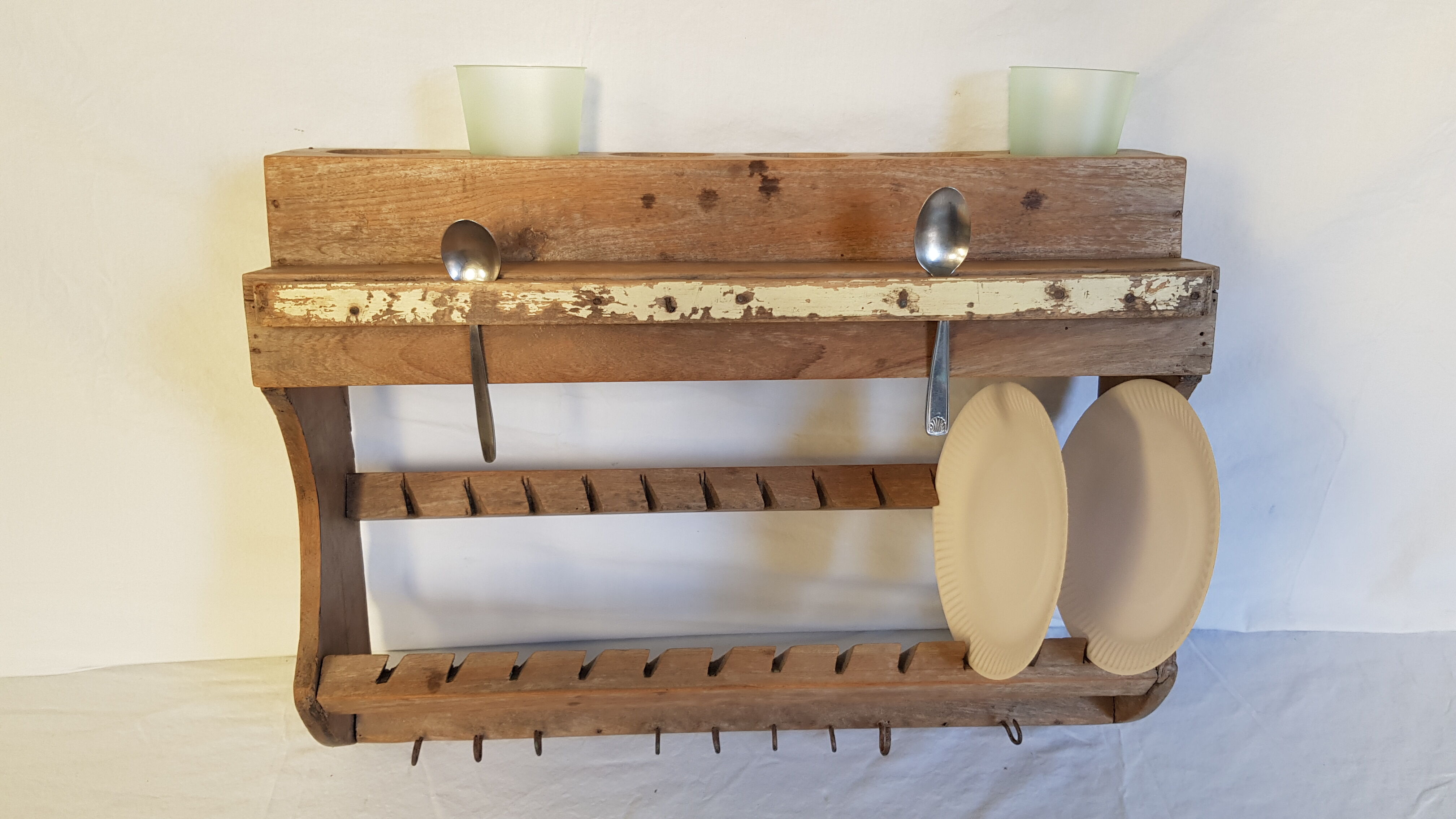 Old wall shelf - Burmese teak rack - 53 x 15.5 x 39 cm