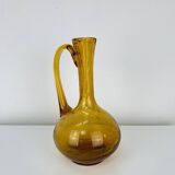 Vintage amber bubble glass vase