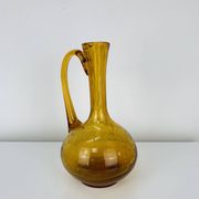 Vase verre bullé ambré vintage