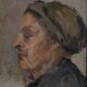 Oil on canvas mounted on cardboard, portrait of a woman, early 20th century.