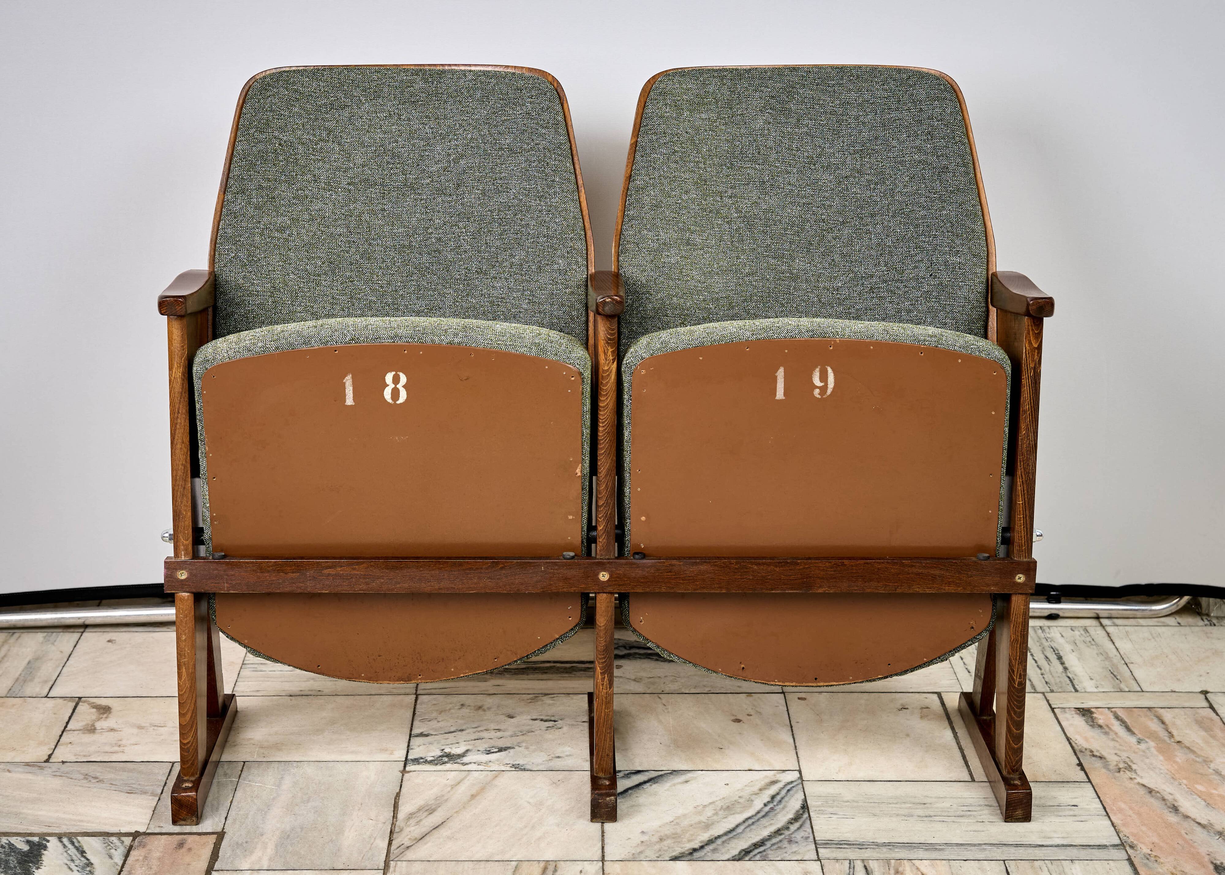 Vintage Green Folding Cinema Chairs, 1970s Czechoslovakia